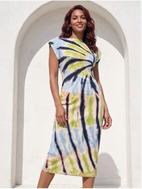 YFB Young Fabulous and Broke Sleeveless Tie-Dye Midi Dress M Beachy Resort